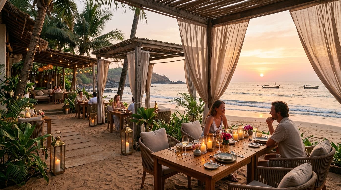 Café Meraki Beachfront Dining Terrace overlooking Arabian Sea in Gokarna